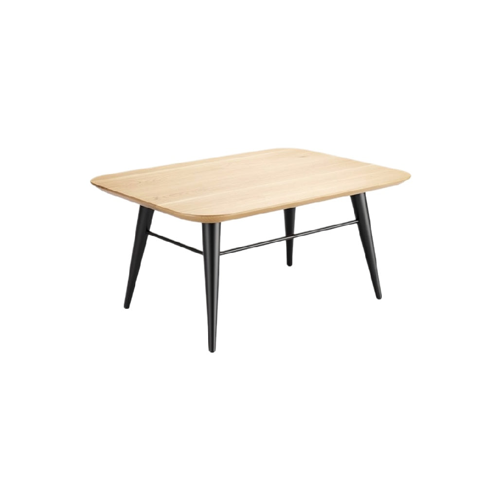 Modern Rectangular Wooden Coffee Table with Black Legs