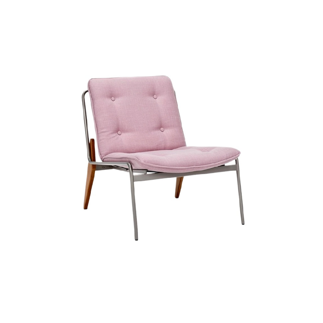 Stylish Pink Upholstered Lounge Chair with Metal Frame