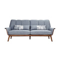 Modern Blue Fabric Sofa with Decorative Pillows
