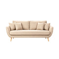 "Modern Beige Upholstered Sofa with Cushions"